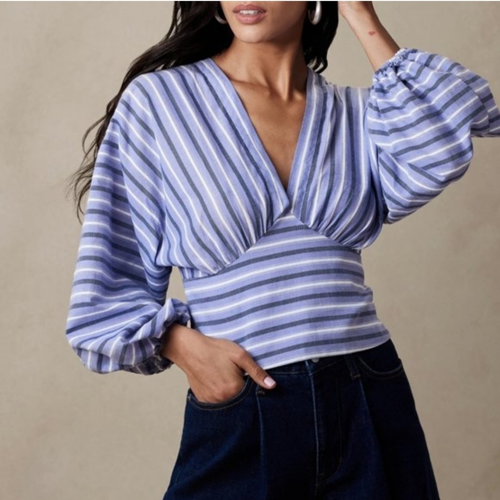 NWT Banana Republic Factory CROPPED SHIRRED BLOUSE -Size 12